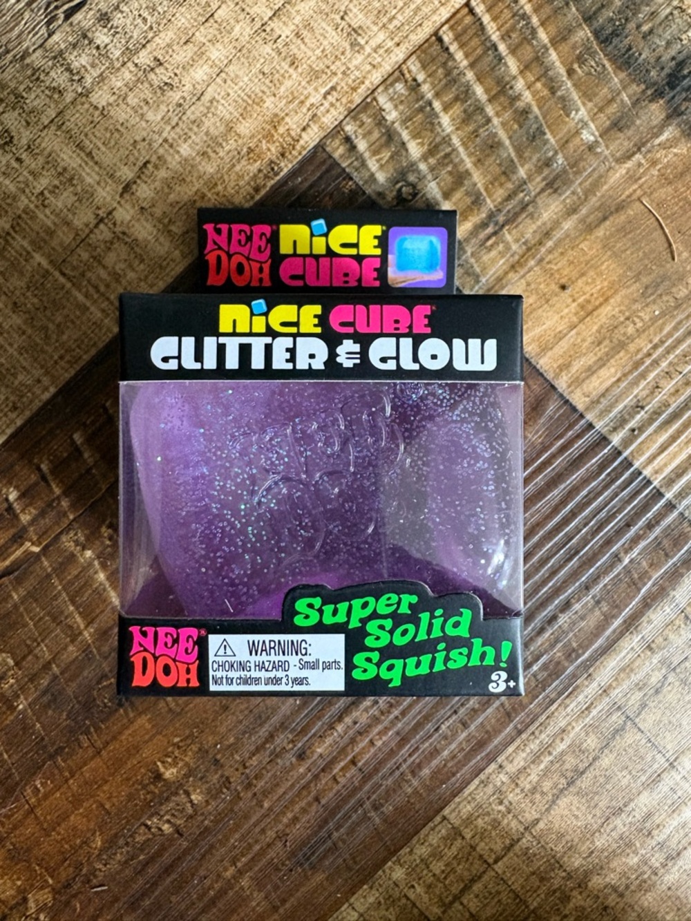 Needoh Nice Cube Glitter & Glow Purple Super Solid Squish